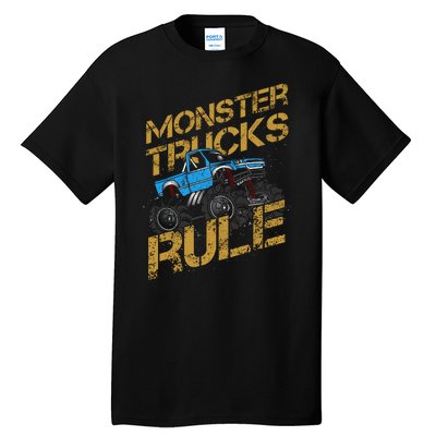 Monster Trucks Rule Jam Birthday Boy Monster Truck Gift Tall T-Shirt