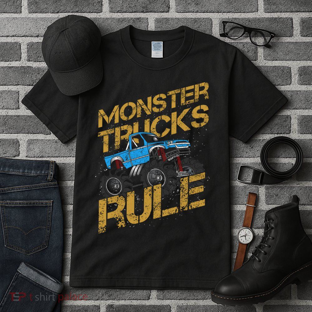 Monster Trucks Rule Jam Birthday Boy Monster Truck Gift Tall T-Shirt