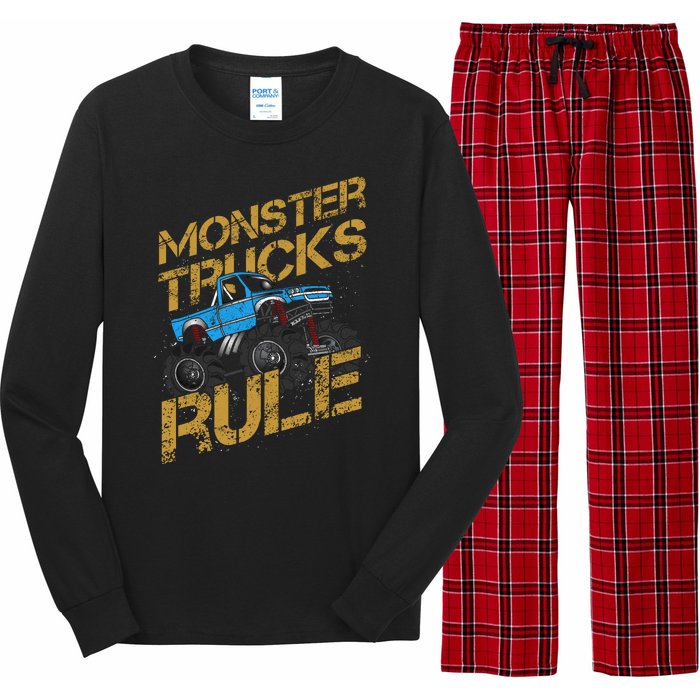 Monster Trucks Rule Jam Birthday Boy Monster Truck Gift Long Sleeve Pajama Set