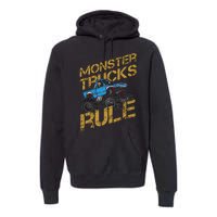 Monster Trucks Rule Jam Birthday Boy Monster Truck Gift Premium Hoodie