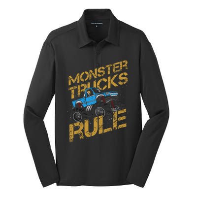 Monster Trucks Rule Jam Birthday Boy Monster Truck Gift Silk Touch Performance Long Sleeve Polo