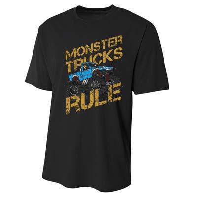 Monster Trucks Rule Jam Birthday Boy Monster Truck Gift Performance Sprint T-Shirt