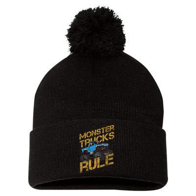 Monster Trucks Rule Jam Birthday Boy Monster Truck Gift Pom Pom 12in Knit Beanie