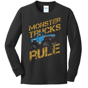 Monster Trucks Rule Jam Birthday Boy Monster Truck Gift Kids Long Sleeve Shirt