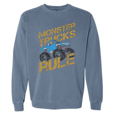 Monster Trucks Rule Jam Birthday Boy Monster Truck Gift Garment-Dyed Sweatshirt