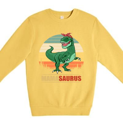 Mamasaurus T Rex Dinosaur Funny Mama Saurus Family Matching Funny Gift Premium Crewneck Sweatshirt