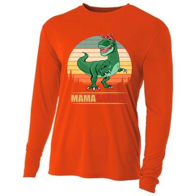 Mamasaurus T Rex Dinosaur Funny Mama Saurus Family Matching Funny Gift Cooling Performance Long Sleeve Crew