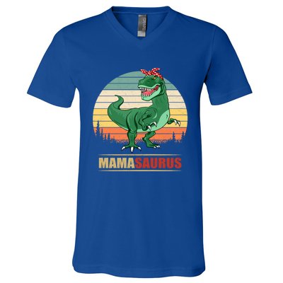 Mamasaurus T Rex Dinosaur Funny Mama Saurus Family Matching Funny Gift V-Neck T-Shirt