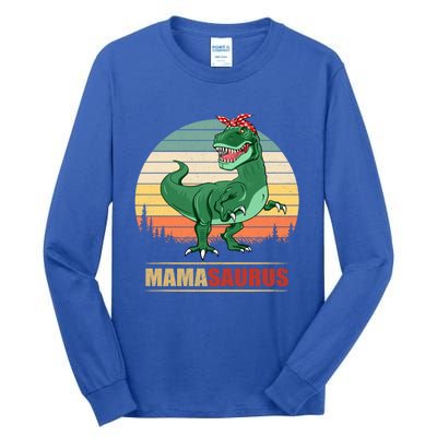 Mamasaurus T Rex Dinosaur Funny Mama Saurus Family Matching Funny Gift Tall Long Sleeve T-Shirt