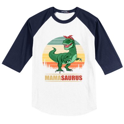 Mamasaurus T Rex Dinosaur Funny Mama Saurus Family Matching Funny Gift Baseball Sleeve Shirt