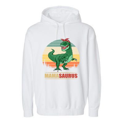 Mamasaurus T Rex Dinosaur Funny Mama Saurus Family Matching Funny Gift Garment-Dyed Fleece Hoodie