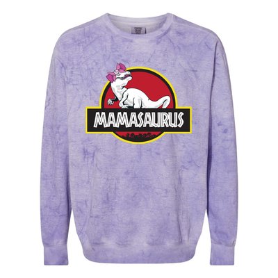 Mamasaurus T Rex Dinosaur Funny Mama Saurus Gift Colorblast Crewneck Sweatshirt