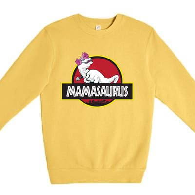 Mamasaurus T Rex Dinosaur Funny Mama Saurus Gift Premium Crewneck Sweatshirt