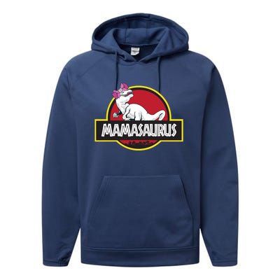 Mamasaurus T Rex Dinosaur Funny Mama Saurus Gift Performance Fleece Hoodie