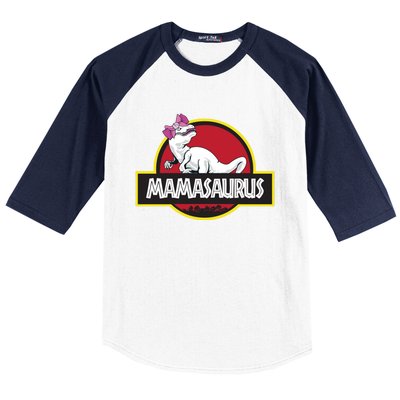 Mamasaurus T Rex Dinosaur Funny Mama Saurus Gift Baseball Sleeve Shirt