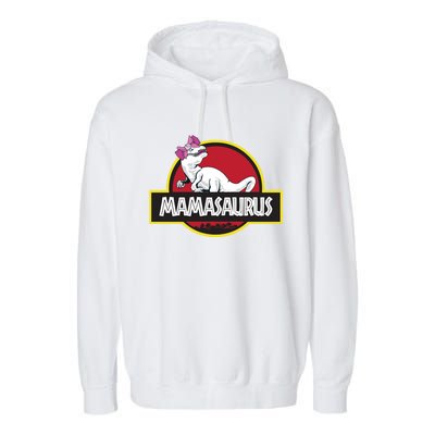 Mamasaurus T Rex Dinosaur Funny Mama Saurus Gift Garment-Dyed Fleece Hoodie