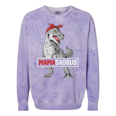 Mamasaurus T Rex Birthday Dinosaur Mommy Family Matching Colorblast Crewneck Sweatshirt