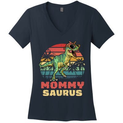 Mommysaurus T Rex Dinosaur Mamasaurus Wo Mommy Saurus Women's V-Neck T-Shirt