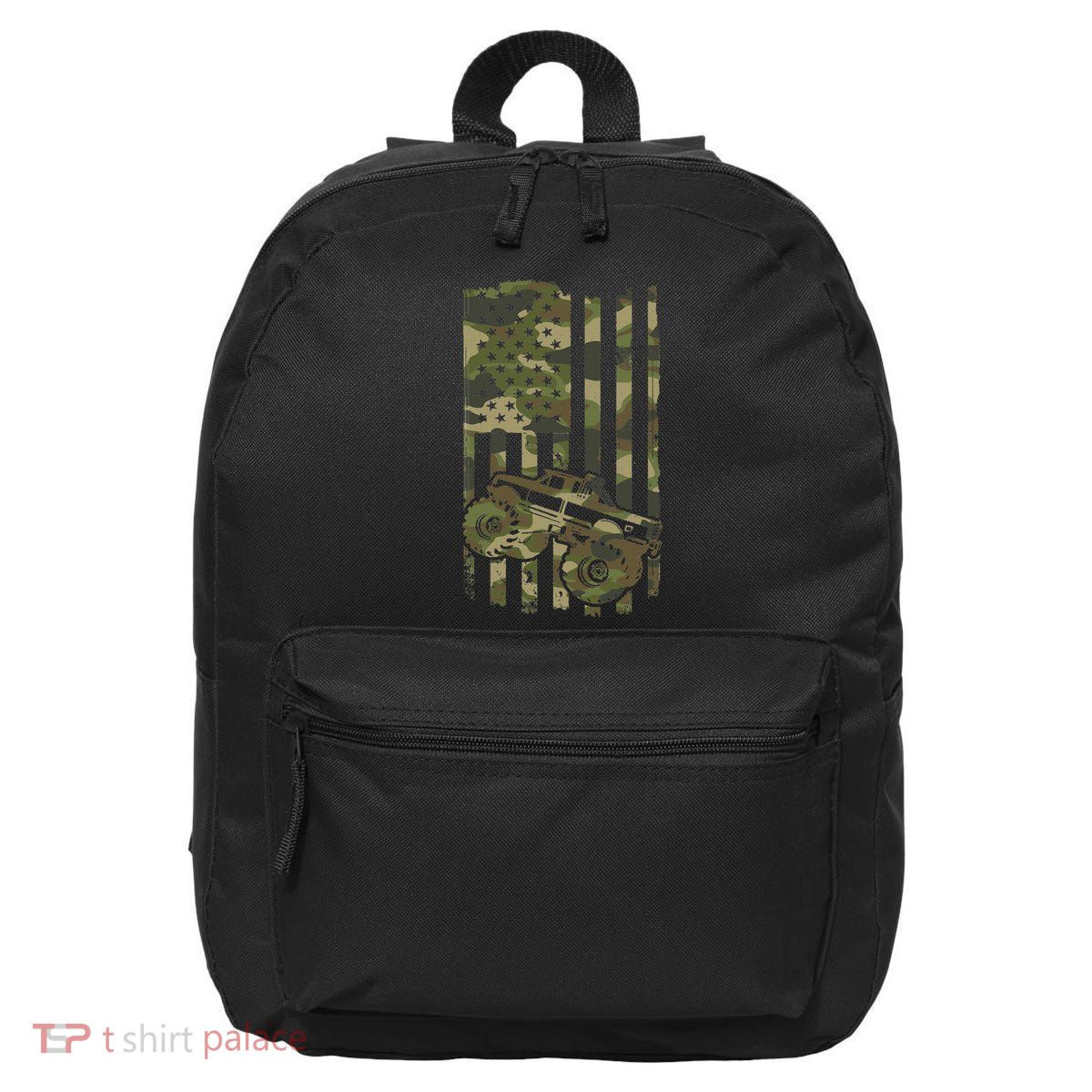 Monster Trucker Retro Monster Truck Usa Flag 4th July 16 in Basic Backpack