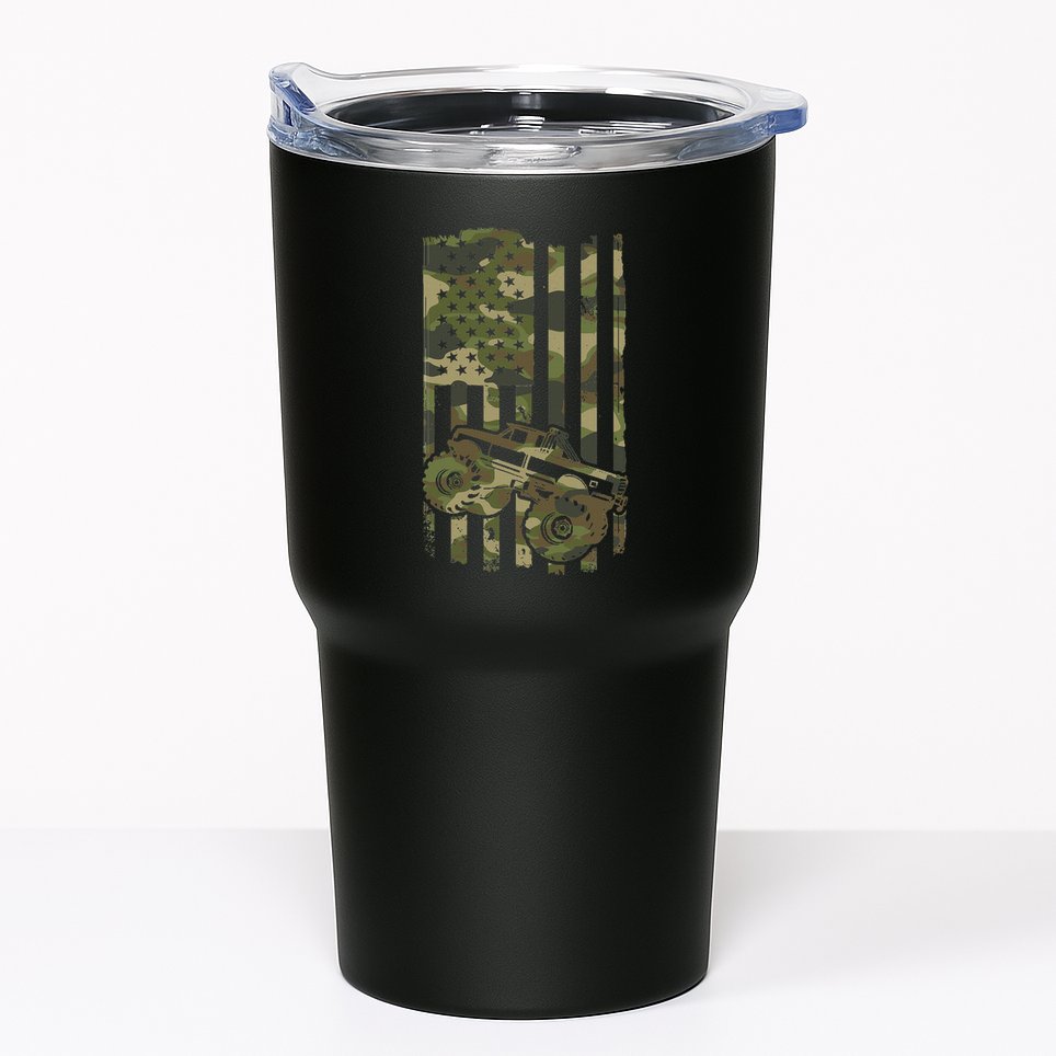 Monster Trucker Retro Monster Truck Usa Flag 4th July Tumbler