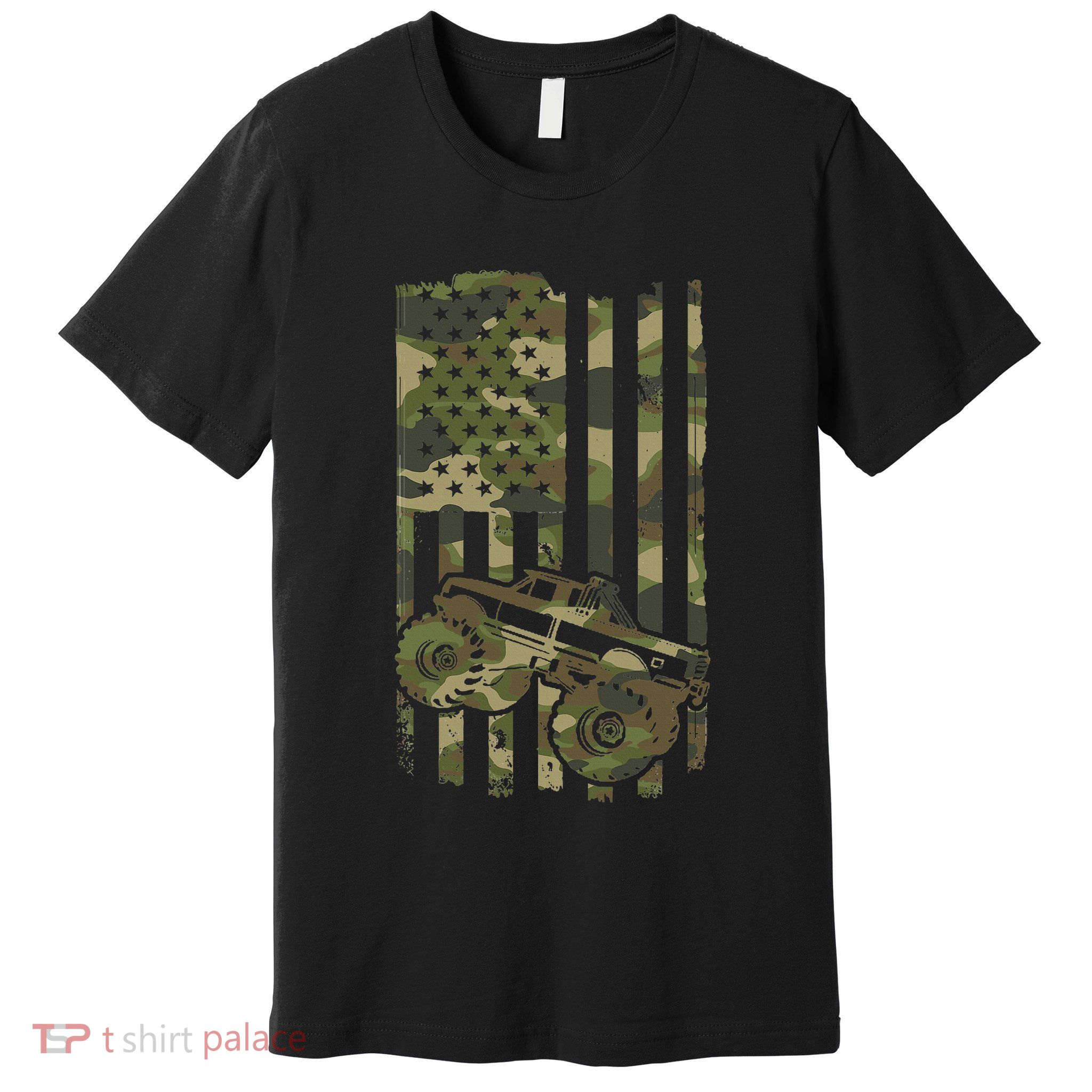 Monster Trucker Retro Monster Truck Usa Flag 4th July Premium T-Shirt