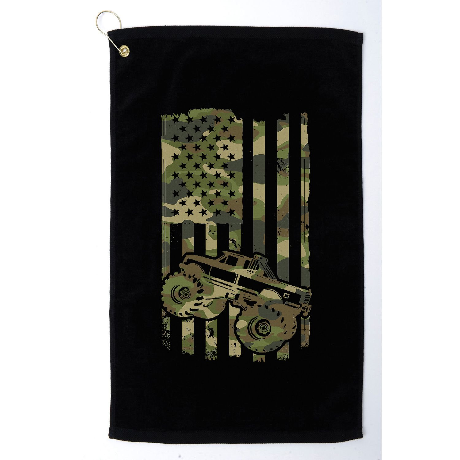 Monster Trucker Retro Monster Truck Usa Flag 4th July Golf Towel