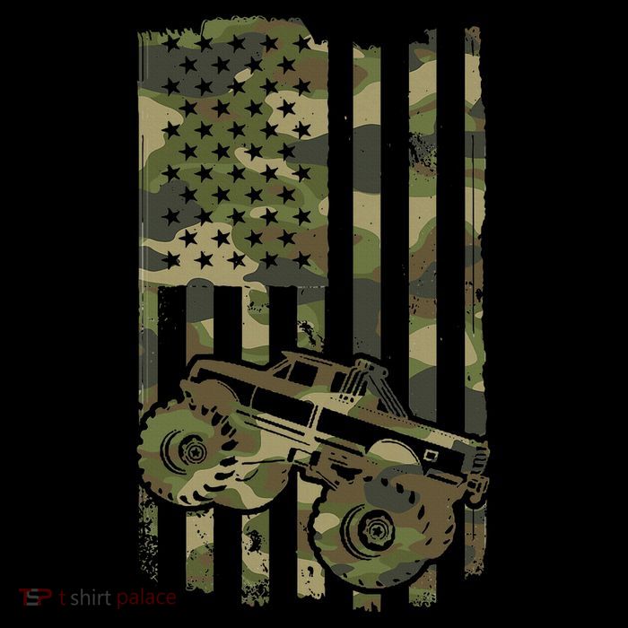 Monster Trucker Retro Monster Truck Usa Flag 4th July Women's V-Neck T-Shirt