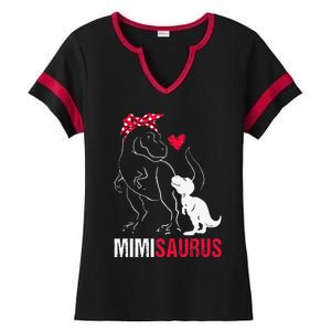 Mimisaurus T Rex Dinosaur Mimi Saurus Family Matching Ladies Halftime Notch Neck Tee