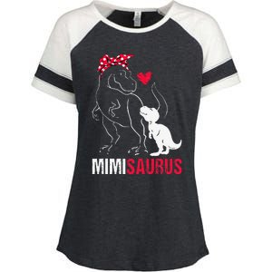 Mimisaurus T Rex Dinosaur Mimi Saurus Family Matching Enza Ladies Jersey Colorblock Tee