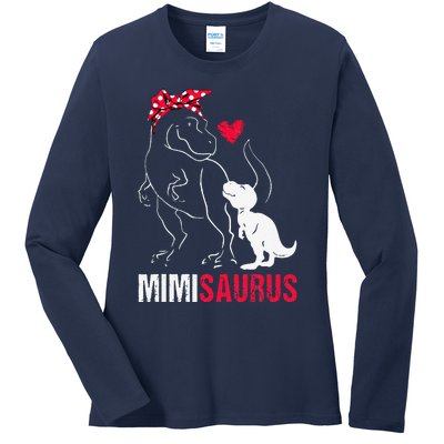 Mimisaurus T Rex Dinosaur Mimi Saurus Family Matching Ladies Long Sleeve Shirt