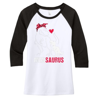 Mimisaurus T Rex Dinosaur Mimi Saurus Family Matching Women's Tri-Blend 3/4-Sleeve Raglan Shirt