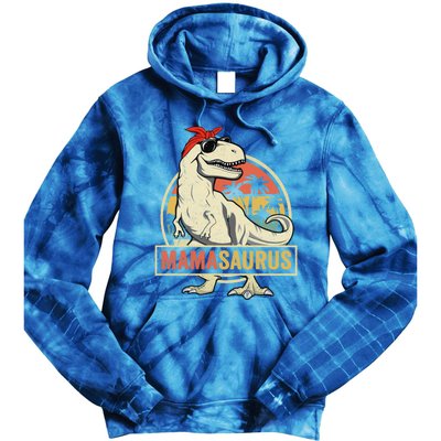 Mamasaurus T Rex Dinosaur Mama Saurus Family Matching Gift Tie Dye Hoodie