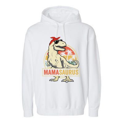 Mamasaurus T Rex Dinosaur Mama Saurus Family Matching Gift Garment-Dyed Fleece Hoodie