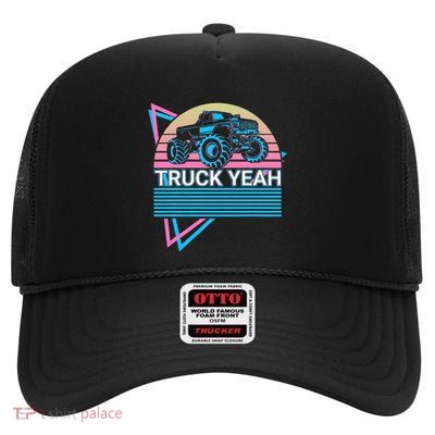 Monster Truck Retro Truck Yeah High Crown Mesh Back Trucker Hat