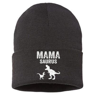 Mamasaurus T Rex Dinosaur Funny Mama Saurus Family Matching Long Sleeve Sustainable Knit Beanie