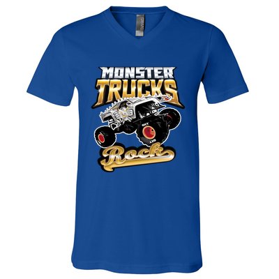 Monster Trucks Rock Funny Gift V-Neck T-Shirt