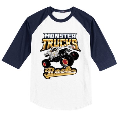 Monster Trucks Rock Funny Gift Baseball Sleeve Shirt