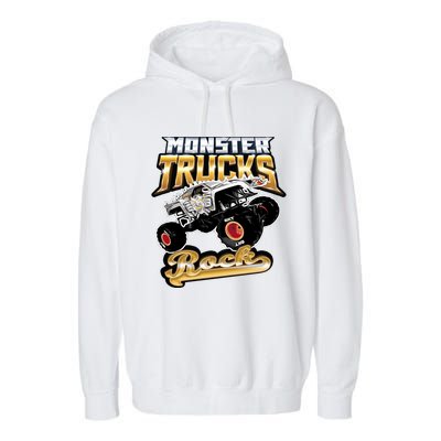 Monster Trucks Rock Funny Gift Garment-Dyed Fleece Hoodie