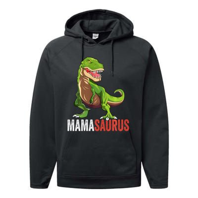 Mamasaurus T Rex Dinosaur Funny Mama Saurus Family Matching Long Sleeve Performance Fleece Hoodie