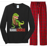 Mamasaurus T Rex Dinosaur Funny Mama Saurus Family Matching Long Sleeve Long Sleeve Pajama Set