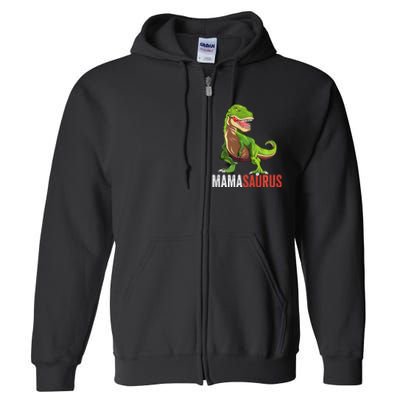 Mamasaurus T Rex Dinosaur Funny Mama Saurus Family Matching Long Sleeve Full Zip Hoodie