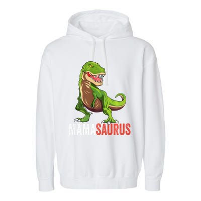 Mamasaurus T Rex Dinosaur Funny Mama Saurus Family Matching Long Sleeve Garment-Dyed Fleece Hoodie