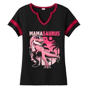 Mamasaurus T Rex Funny Dinosaur Mom Family Matching Gift Ladies Halftime Notch Neck Tee