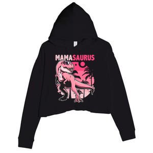 Mamasaurus T Rex Funny Dinosaur Mom Family Matching Gift Crop Fleece Hoodie