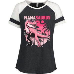 Mamasaurus T Rex Funny Dinosaur Mom Family Matching Gift Enza Ladies Jersey Colorblock Tee