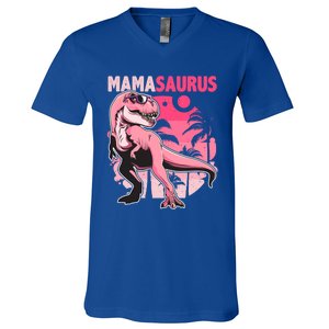 Mamasaurus T Rex Funny Dinosaur Mom Family Matching Gift V-Neck T-Shirt