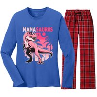 Mamasaurus T Rex Funny Dinosaur Mom Family Matching Gift Women's Long Sleeve Flannel Pajama Set 