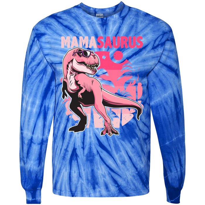 Mamasaurus T Rex Funny Dinosaur Mom Family Matching Gift Tie-Dye Long Sleeve Shirt