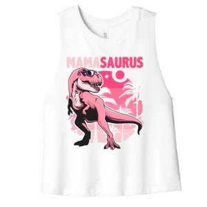 Mamasaurus T Rex Funny Dinosaur Mom Family Matching Gift Women's Racerback Cropped Tank