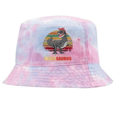 Mamasaurus T Rex Dinosaur Funny Mama Saurus Family Matching Hoodie Tie-Dyed Bucket Hat